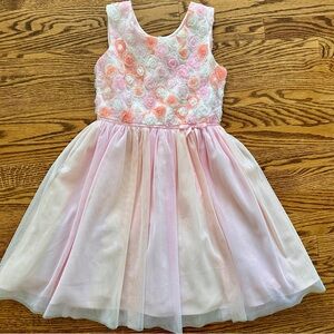 Floral Pink and White Kids Dress